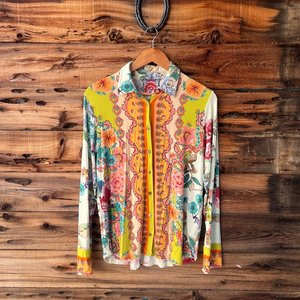JOHNNY WAS | The Janie Favorite Button Front Shirt Rossey M